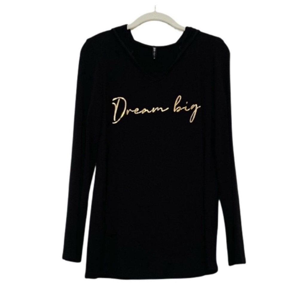 Edista Los Angeles Long Sleeve Graphic “Dream Big”Hoodie Black Gold Size M